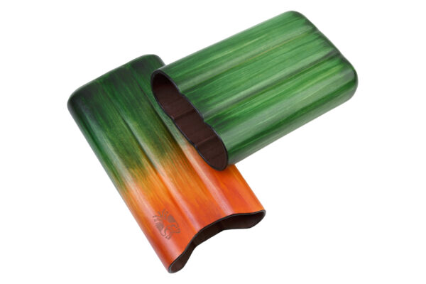 Green leather cigar holder (large)